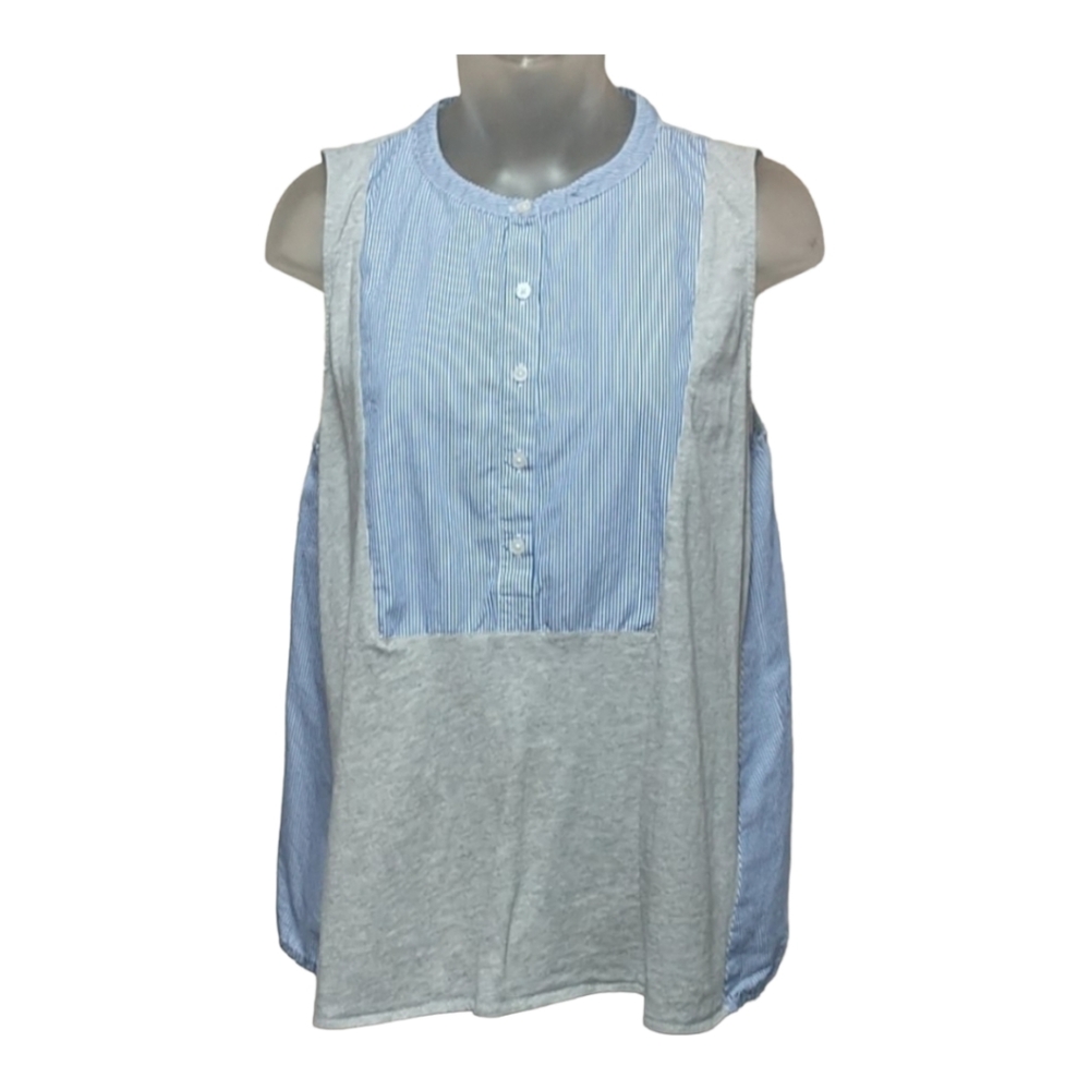 J.Crew Mixed Media Henley cotton Jersey Tank M